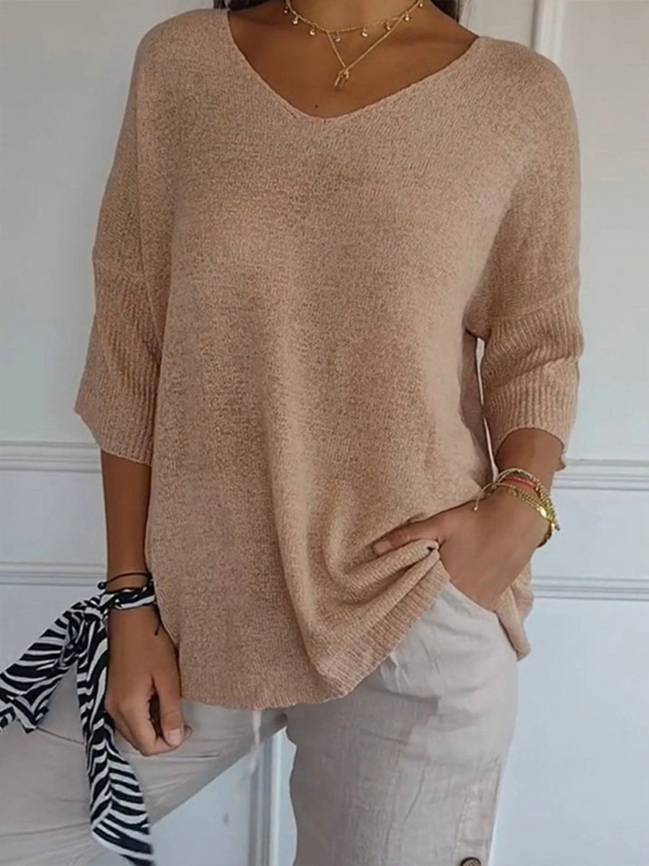 Clara – Women’s Knitted V-Neck Sleeve Top