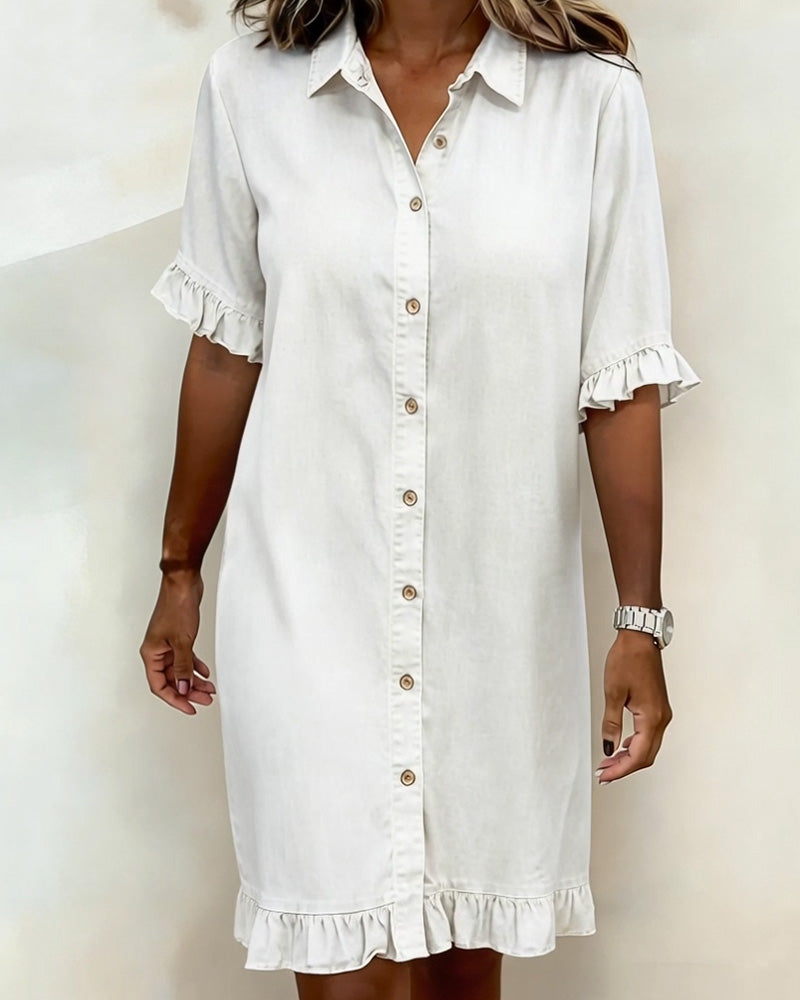 Ruffled Denim Button Dress