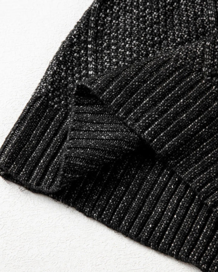 Round Neck Long Sleeve Drop Shoulder Pullover Sweater Casual Loose Fit Cable Knit Mid Length Sweater