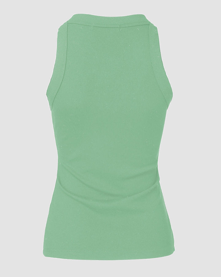 Rhinestone Contrast Sequin Keyhole Neck Sleeveless Slim Fit Elasticity Ribbed Top Elegant Tank