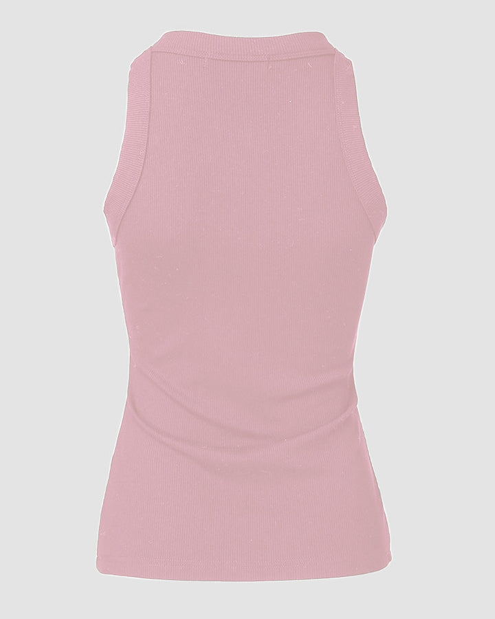 Rhinestone Contrast Sequin Keyhole Neck Sleeveless Slim Fit Elasticity Ribbed Top Elegant Tank