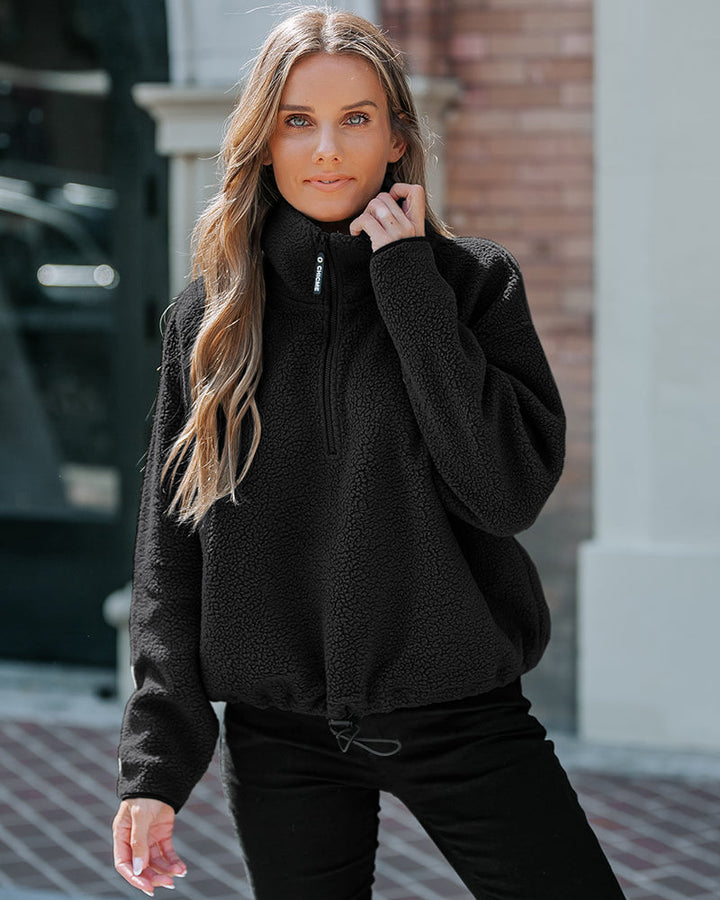 Stand Collar Zipper Design Casual Sweatshirt