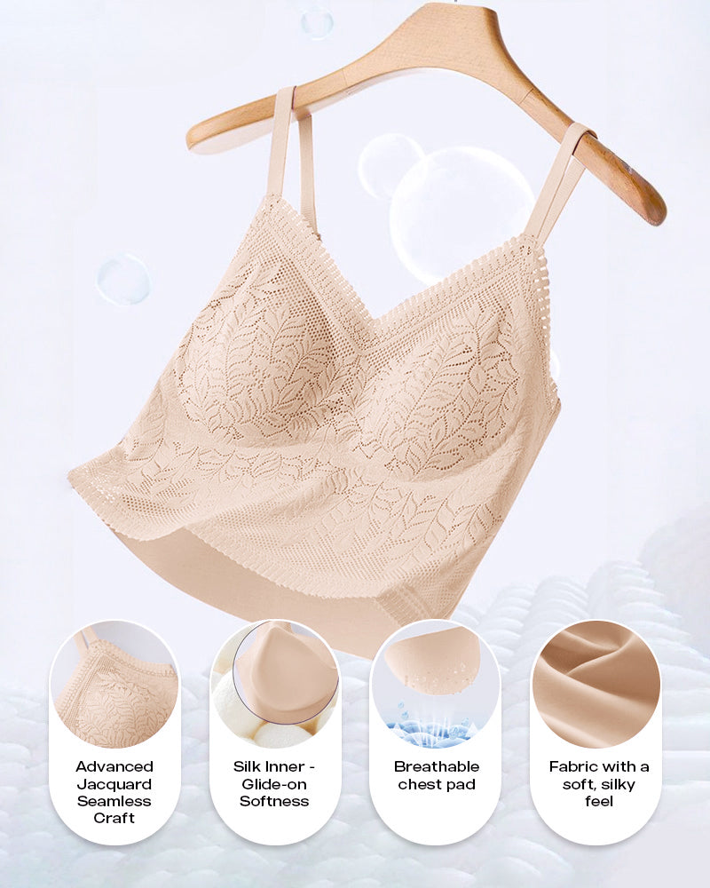 Lace V-Neck Adjustable Spaghetti Strap Bralette Camisoles Sexy Soft Crop Cami Top
