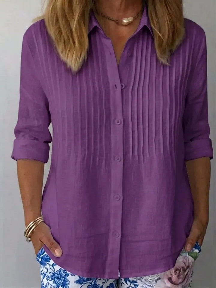 Margot | Elegant Linen Pleated Blouse