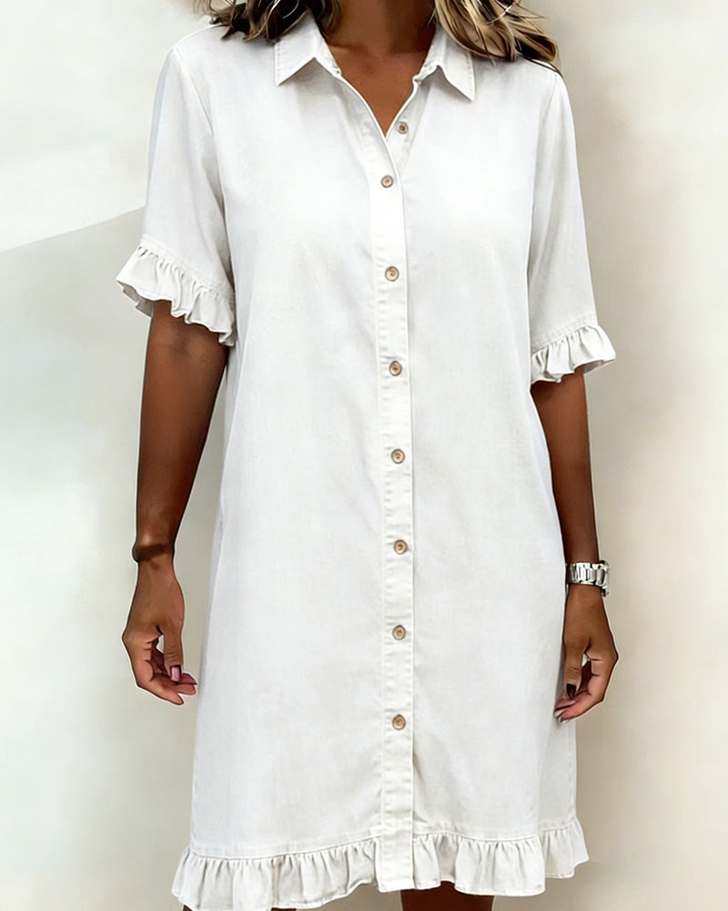 Ruffled Denim Button Dress