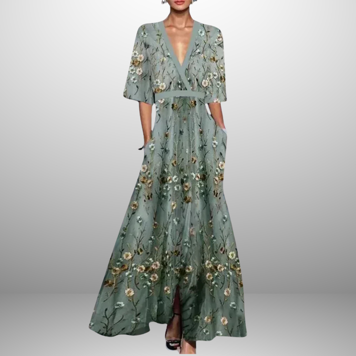 Hazel -  Elegant Floral Wrap Dress