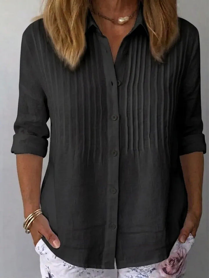 Margot | Elegant Linen Pleated Blouse
