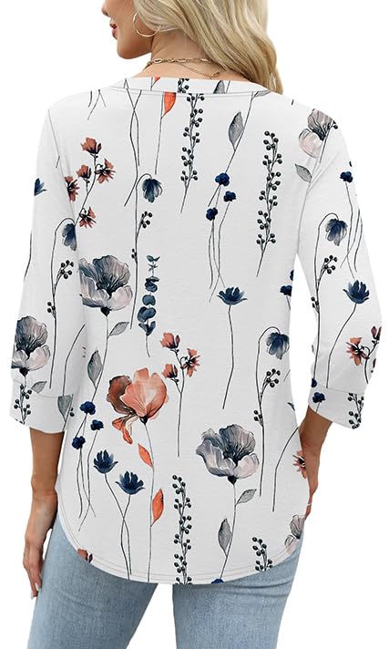 Floral Print Boho V-Neck Button Blouse