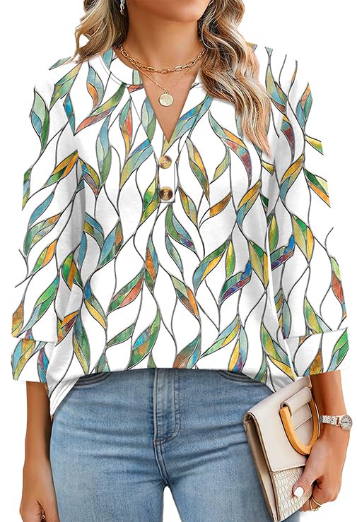 Floral Print Boho V-Neck Button Blouse