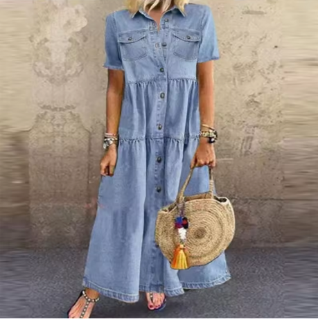 Denim Button Dress