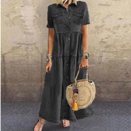 Denim Button Dress