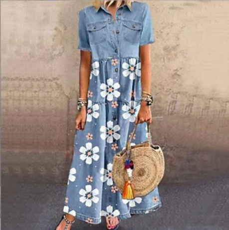 Denim Button Dress