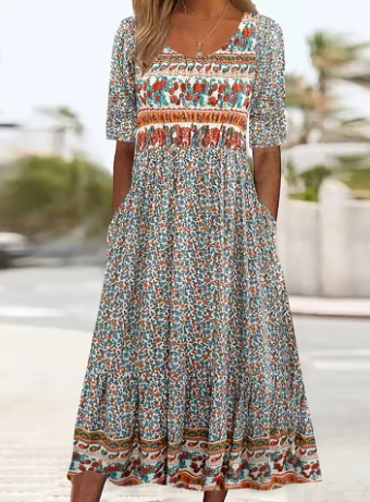 Serena™ | Boho Tummy Covering Maxi Dress