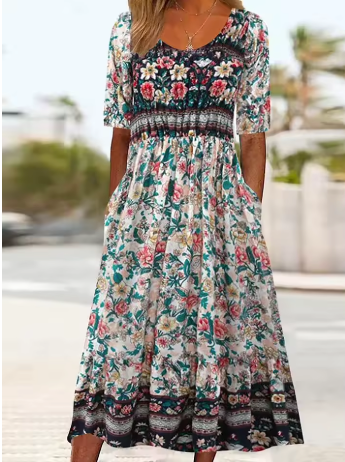 Serena™ | Boho Tummy Covering Maxi Dress