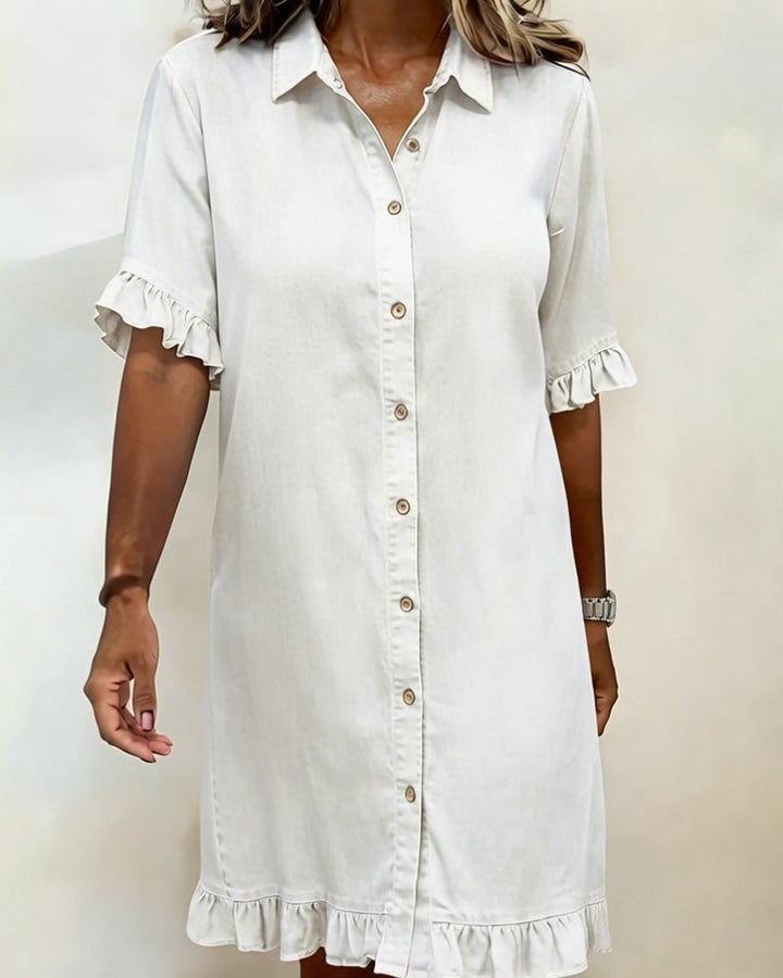 Ruffled Denim Button Dress