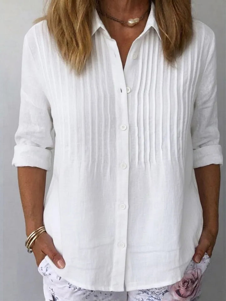Margot | Elegant Linen Pleated Blouse