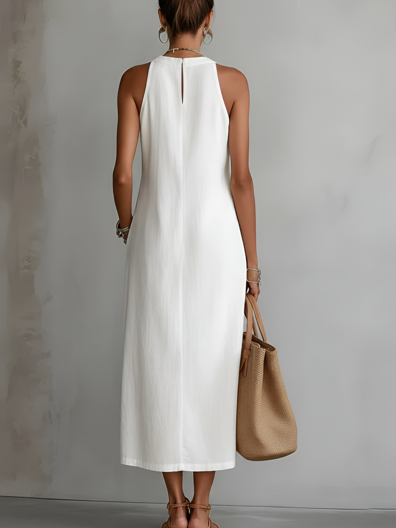 Lace Trim Halter Maxi Dress