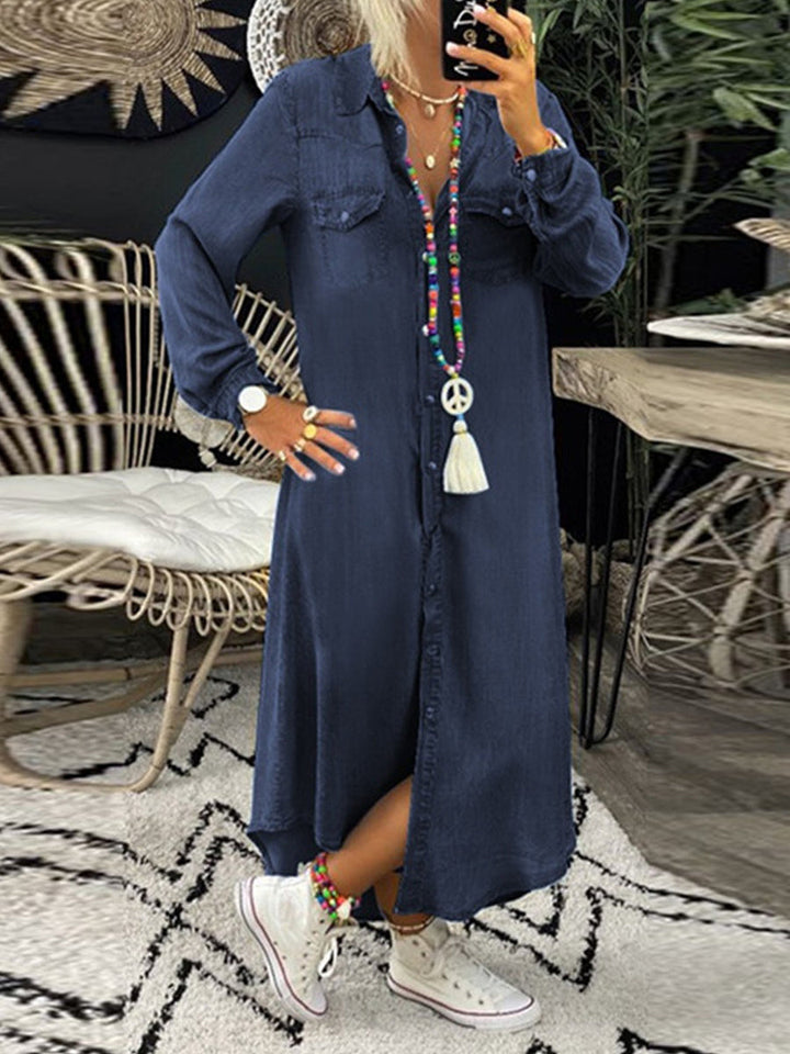 Helen | Casual Elegant Long Denim Shirt Dress